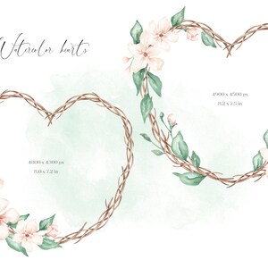 Wedding Floral Heart Wreath Clipart Png. Watercolor Wedding Card Invite ...