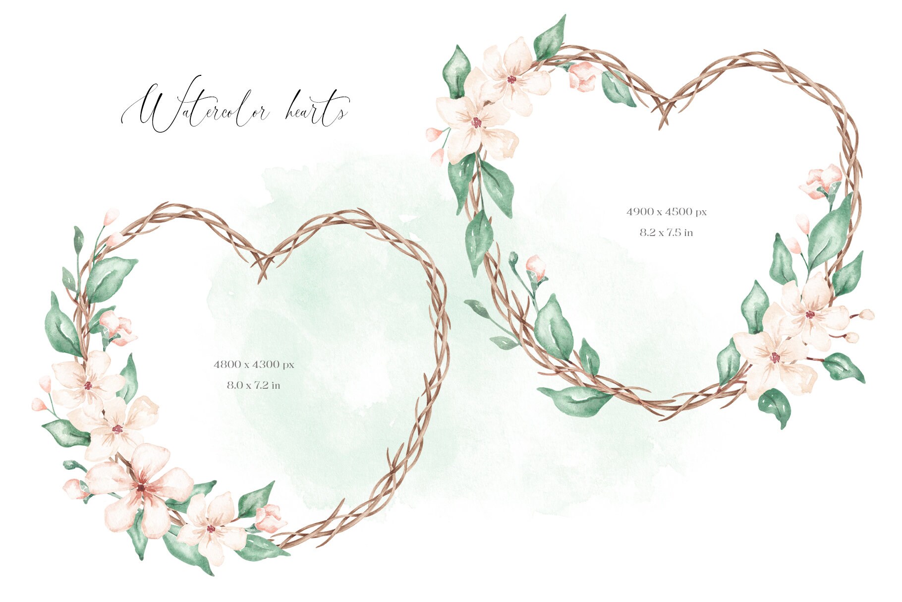 Wedding Floral Heart Wreath Clipart Png. Watercolor Wedding Card Invite ...