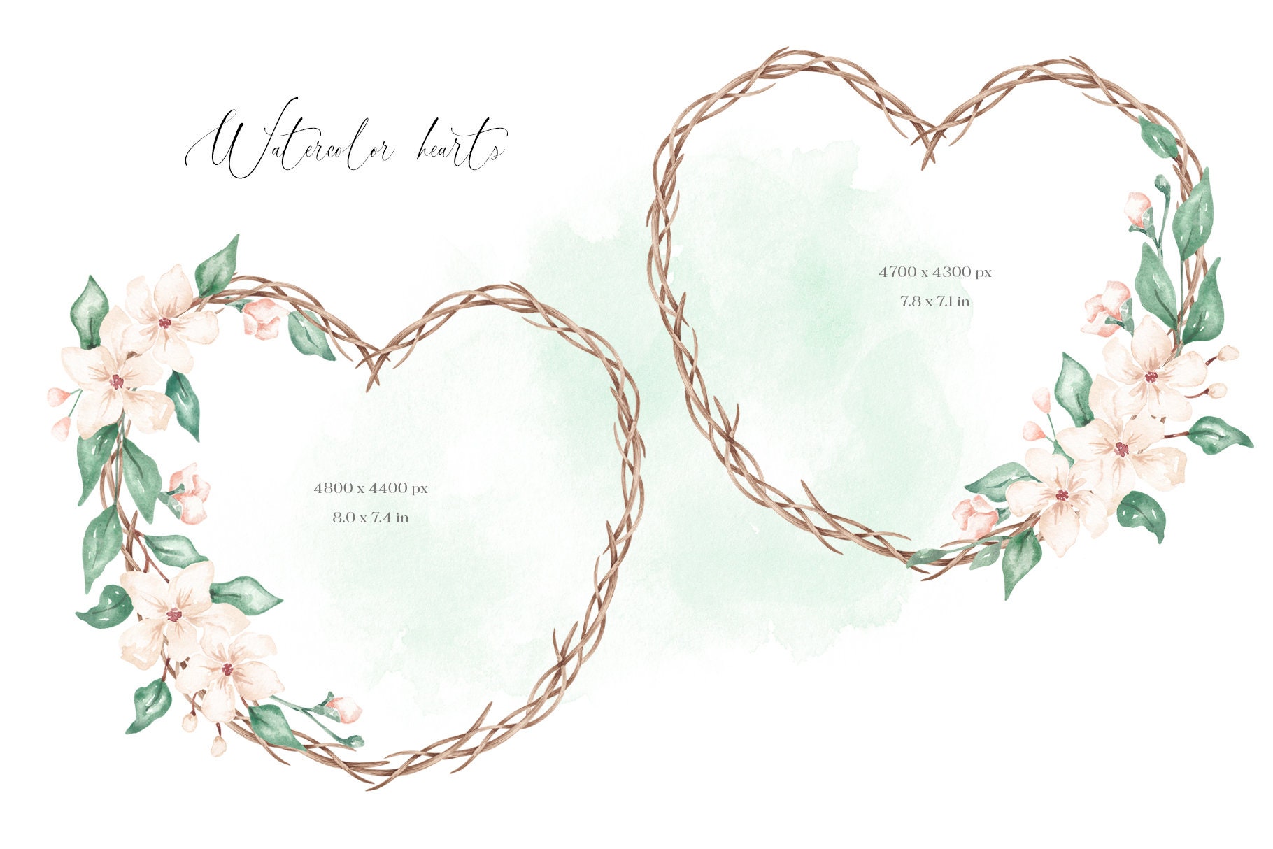 Wedding Floral Heart Wreath Clipart Png. Watercolor Wedding Card Invite ...