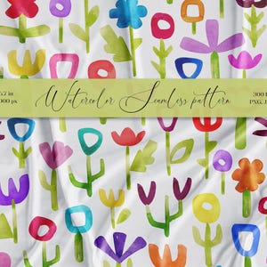 Abstrakte Kind Blume nahtlose Fliese Helles Sommer Blumenmuster Aquarell Spaß Stoff Hand gezeichneter kindlicher Druck Kleidung wiederholen Muster png