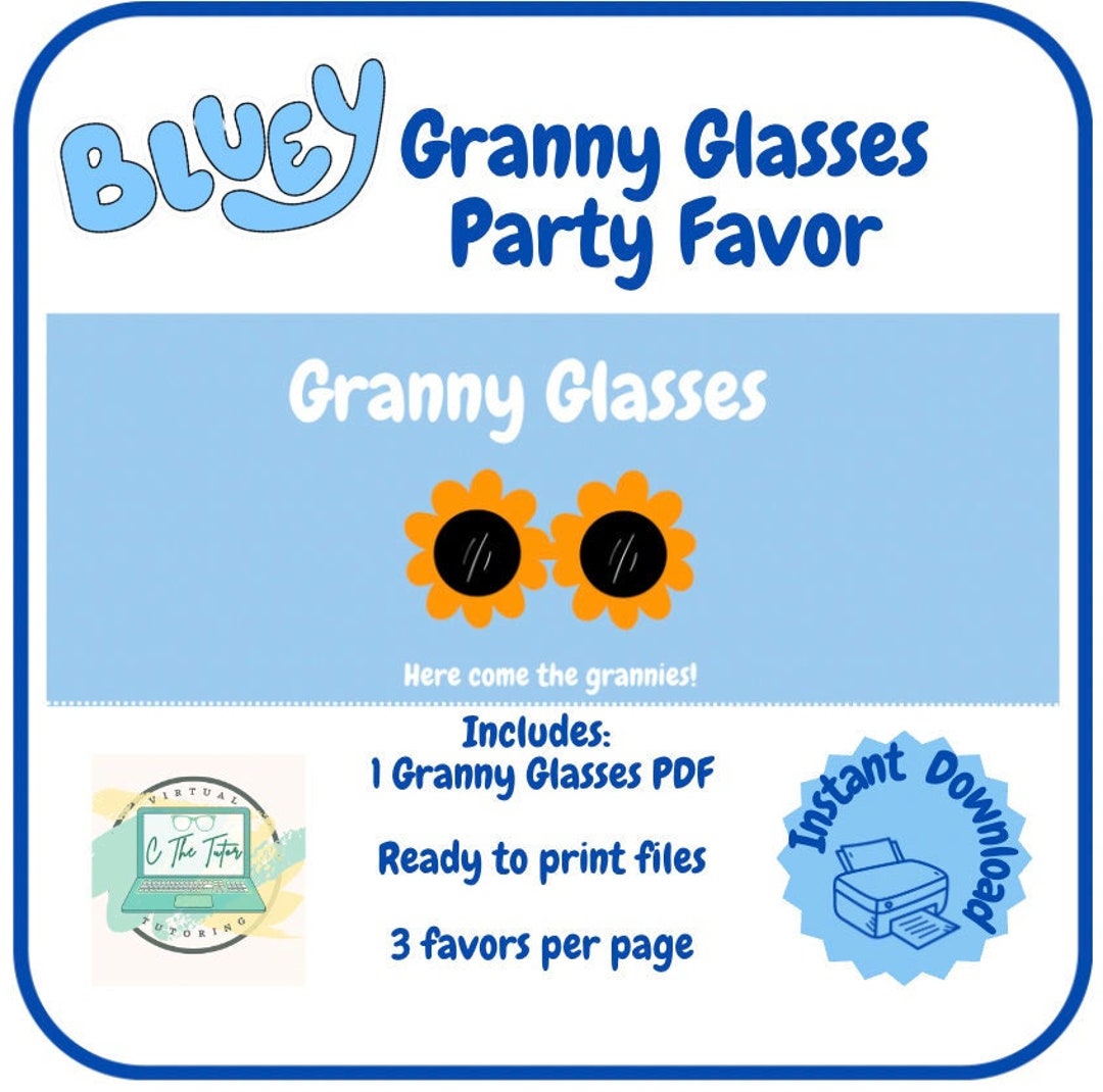 Bluey Granny Glasses Party Favor - Etsy