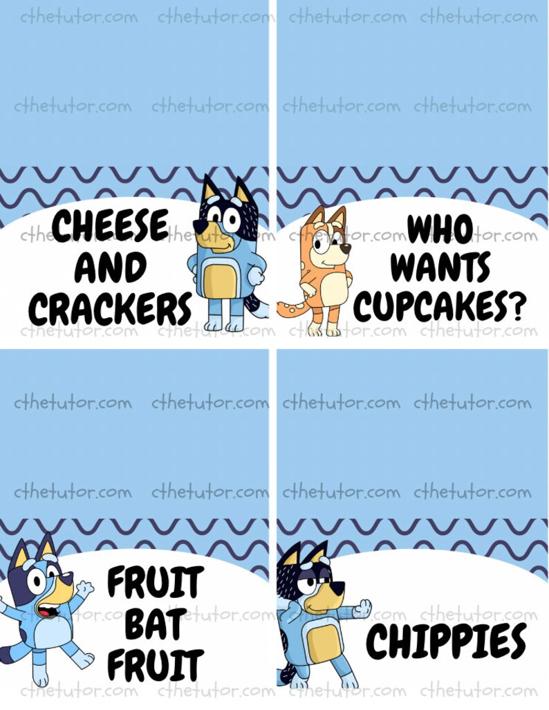 Bluey Birthday Party Food Tents Etsy