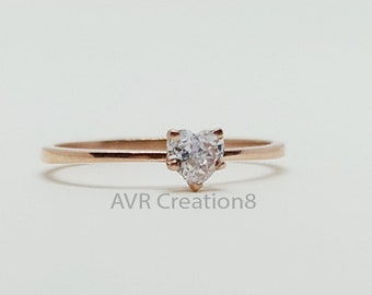 Dainty Heart Diamond Ring: 925 Sterling Silver Promise Ring