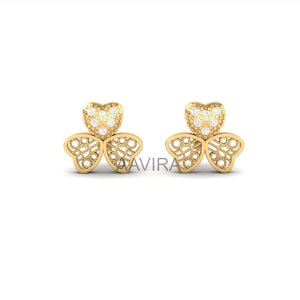 Heart Diamond Stud Earrings, 14k Yellow Gold Stud, Heart Moissanite Stud Earrings, Diamond Jewelry, Gifts, Stud Earrings, Everyday Studs