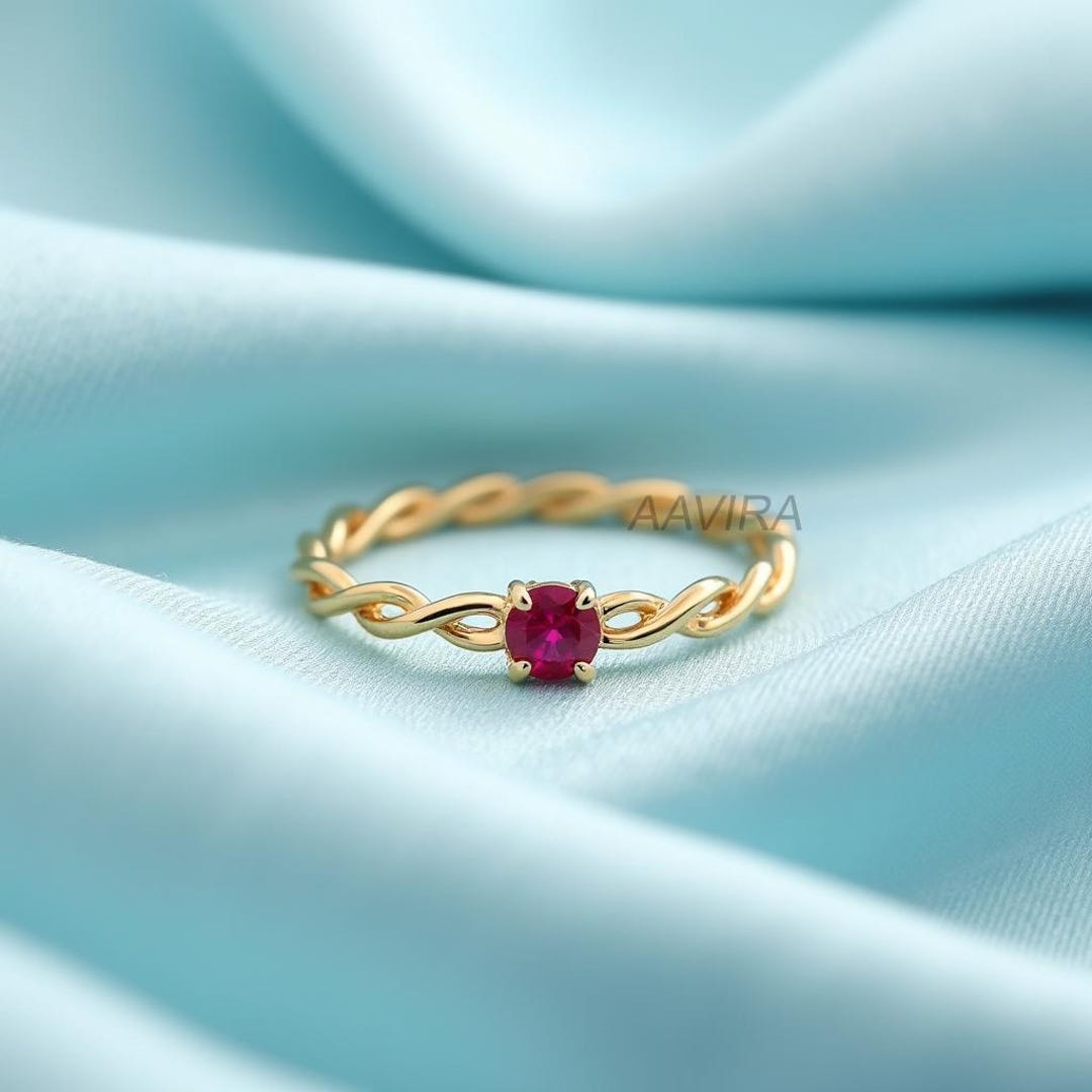 natural ruby silver ring, dainty ruby ring, stackable... Dainty Ruby Ring: Twisted Sterling Silver Band, Gold - Etsy