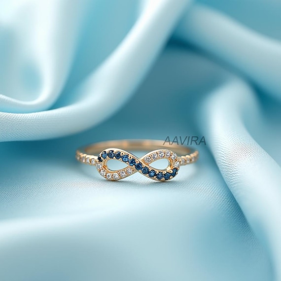 Anillo de infinito de dos tonos Anillo de eternidad con gemas