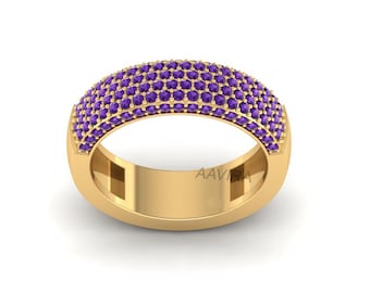 Amethyst Eternity Band: Sterling Silver Cluster Ring