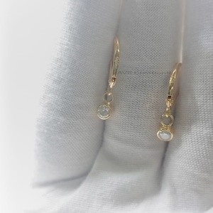 Round Cut Diamond Drop & Dangle Earrings, Bezel Set Dangle Earrings, 14K Yellow Gold Plated, Earrings For Women, Mothers Day Gifts