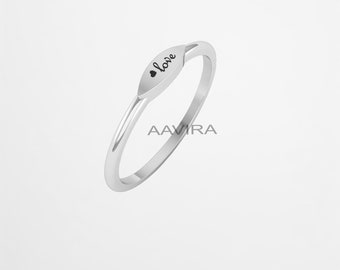 Engraved Heart Love Ring: 925 Sterling Silver Personalized Band