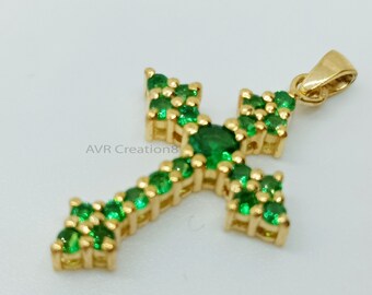 Dazzlingrock Collection 1.95 Carat Lab Created Emerald Cross Pendant - 10K Gold With Silver Chain Included - View #13