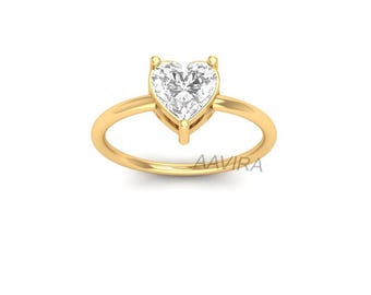 Heart Cut CZ Ring: 14k Gold Plated Sterling Silver Promise Ring