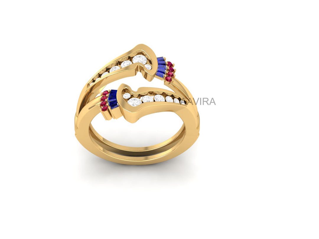 Sapphire Ruby Diamond Enhancer Ring - Sterling Silver Warp Guard - Etsy