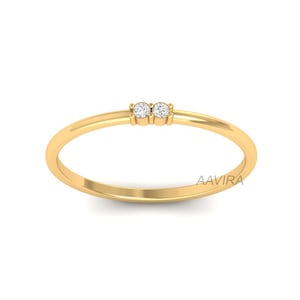 Double Round Cut Moissanite Diamond Ring, Women&#39;s Daily Wear Ring, Two Stone Promise Ring, Diamond Double Stone, Minimalist Ring, Women Gift