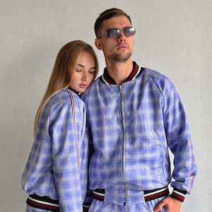 Chándal de pareja a juego, conjunto de chándal de tartán, conjunto de chándal familiar, chándal de caballeros, chándal de cuadros de la película The Gentlemen