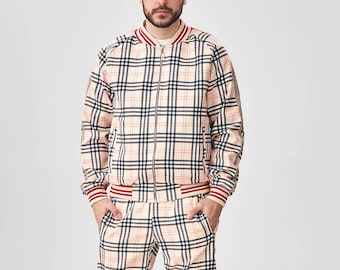 Gentlemen tracksuit, Men Tartan Tracksuit, Plaid Tracksuit, Tracksuit Set, Tartan Bomber & Joggers set, Tracksuit from The Gentlemen movie
