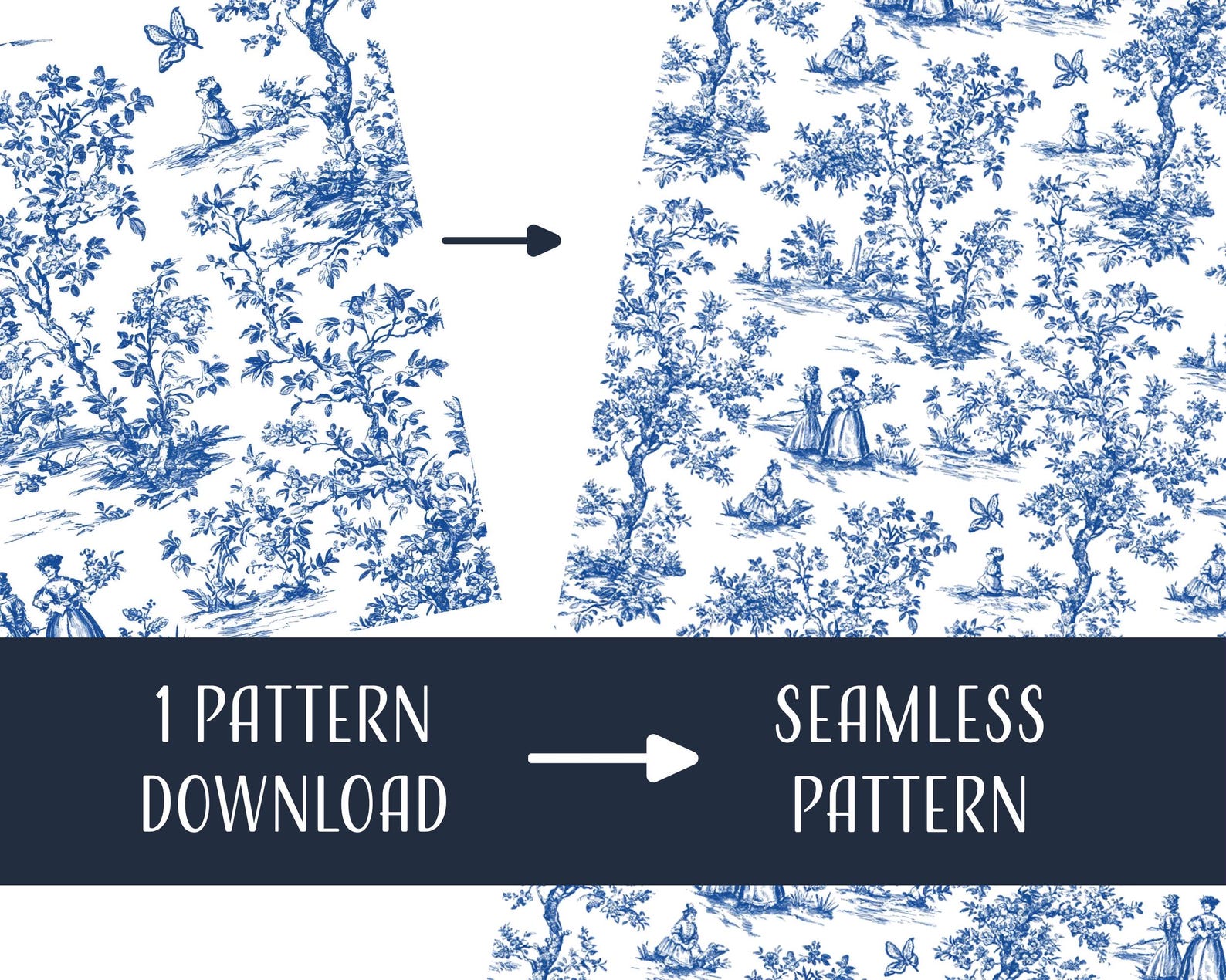 Dish Pattern Toile Toile De Jouy Seamless Patterns, Printable Digital Paper, Commercial ...