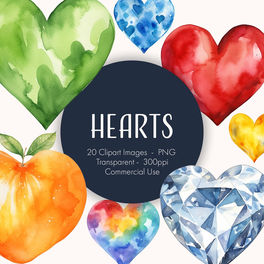 Hearts Clipart Printable Images Transparent Background Instant