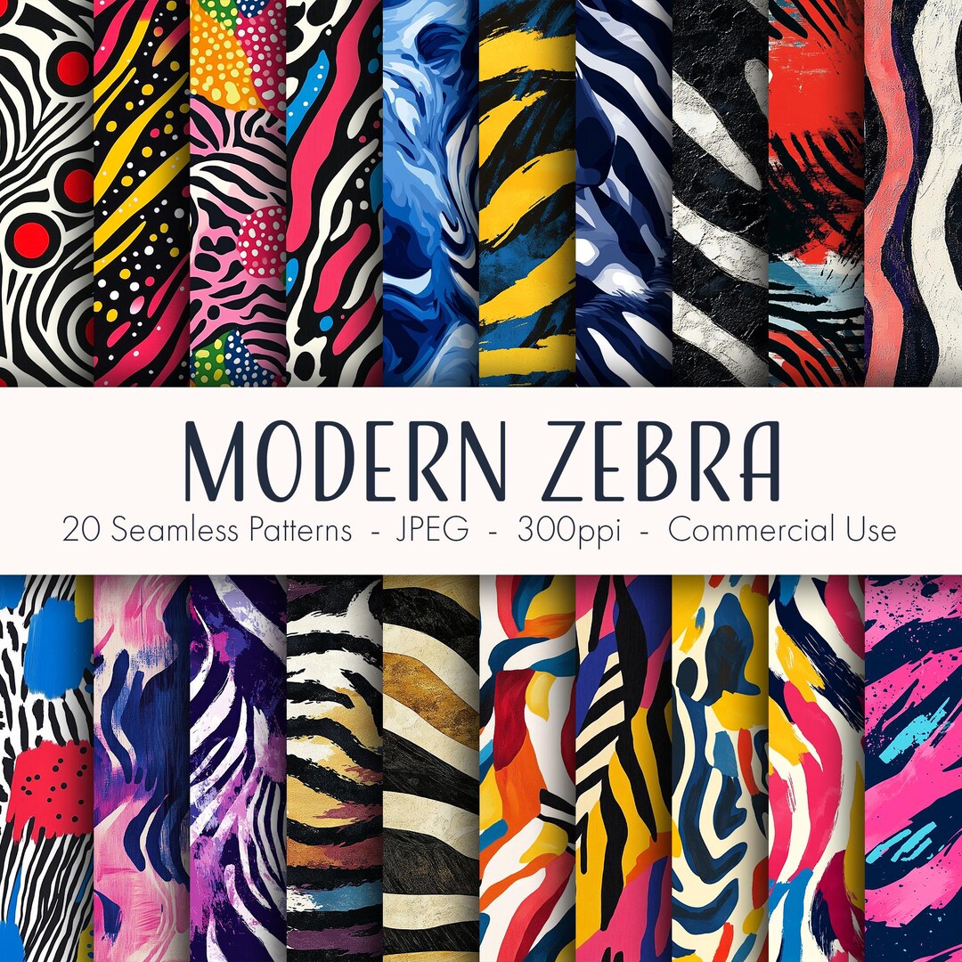 Zebra Pattern Large Modern Zebra Seamless Patterns, Printable Digital Paper, Commercial Use ...