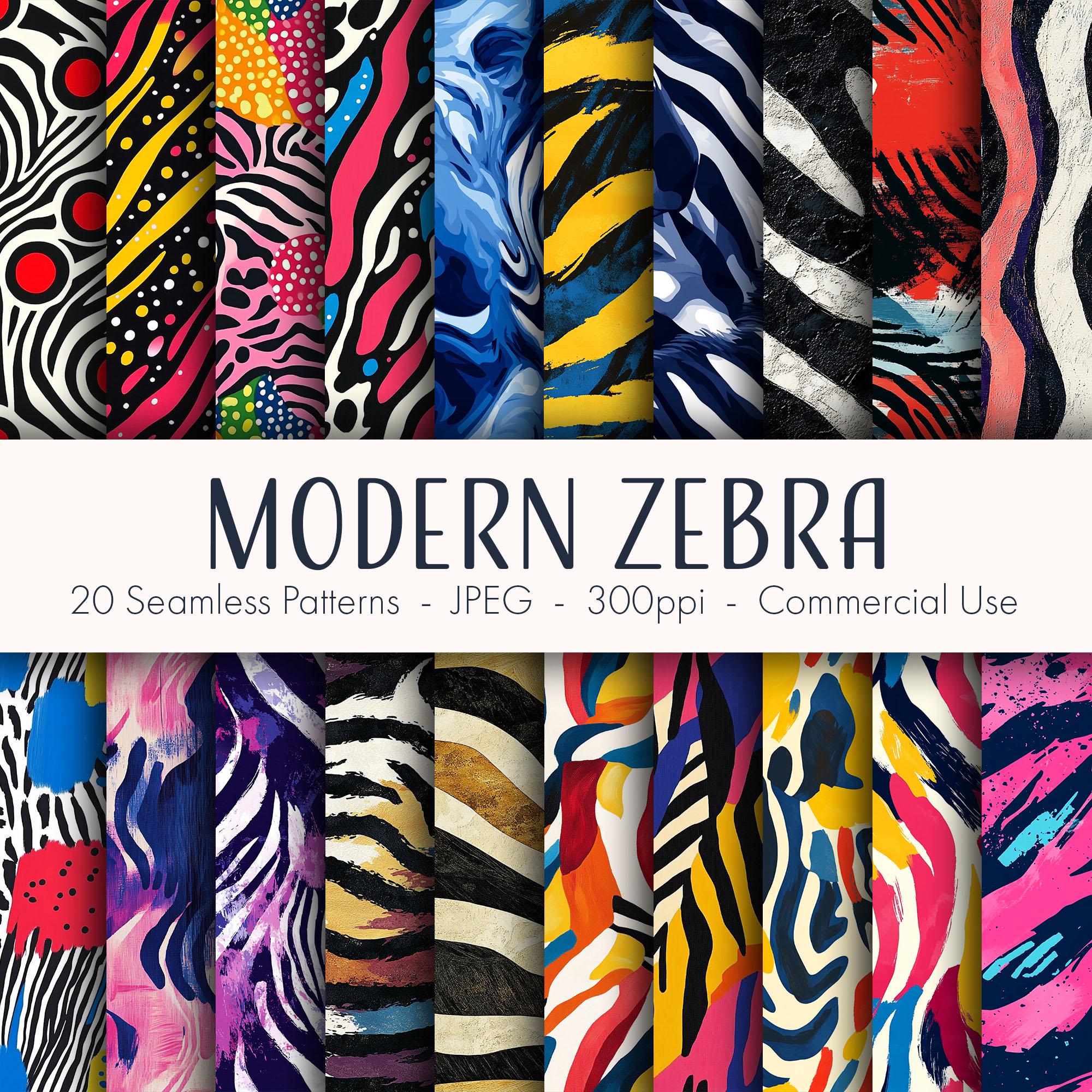 Zebra Party Pattern Modern Zebra Seamless Patterns, Printable Digital Paper, Commercial Use ...
