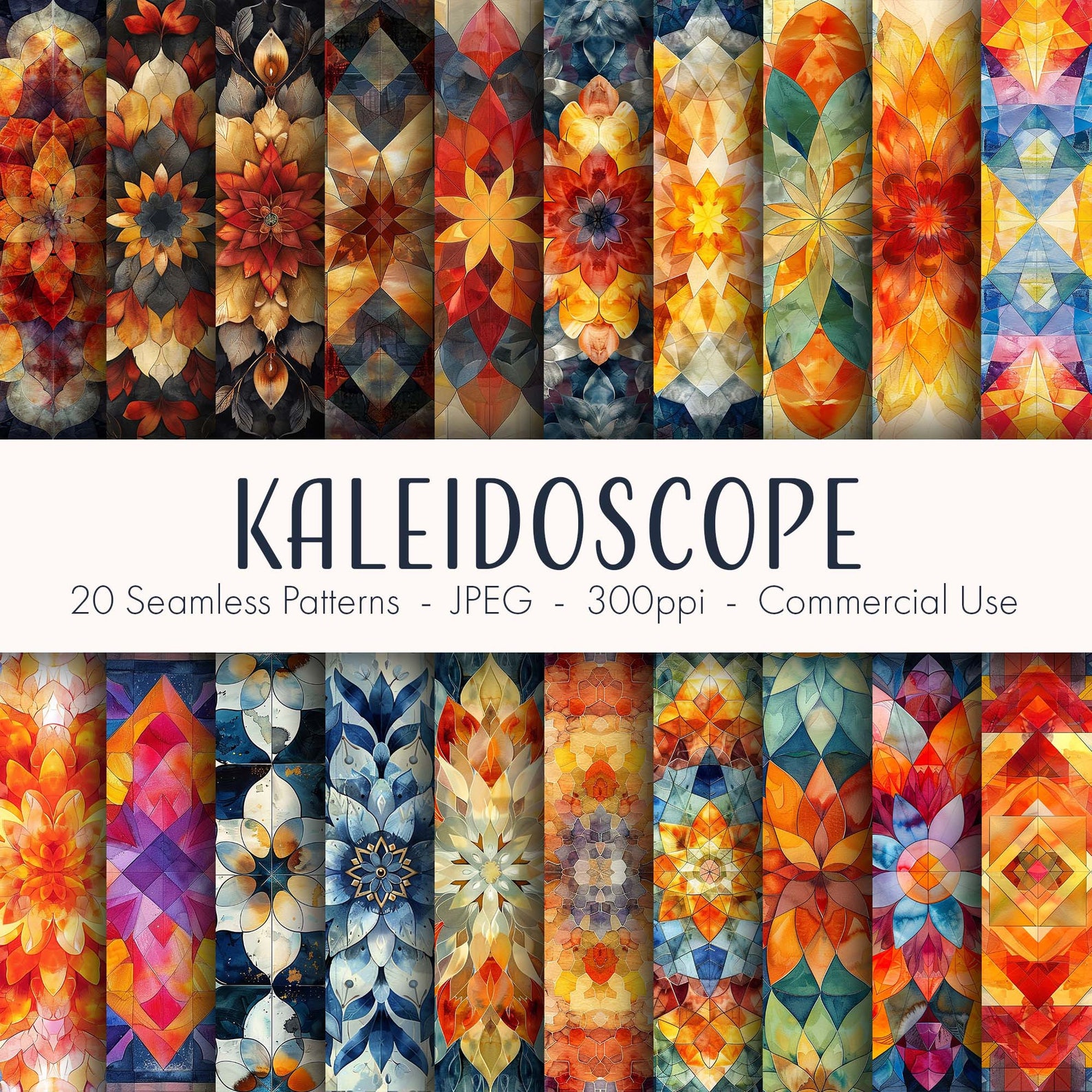 Kaleidoscope Seamless Patterns, Printable Digital Paper, Commercial Use ...