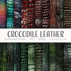 Padrões de couro de crocodilo sem costura, papel digital para impressão, download instantâneo, uso comercial, formato JPEG