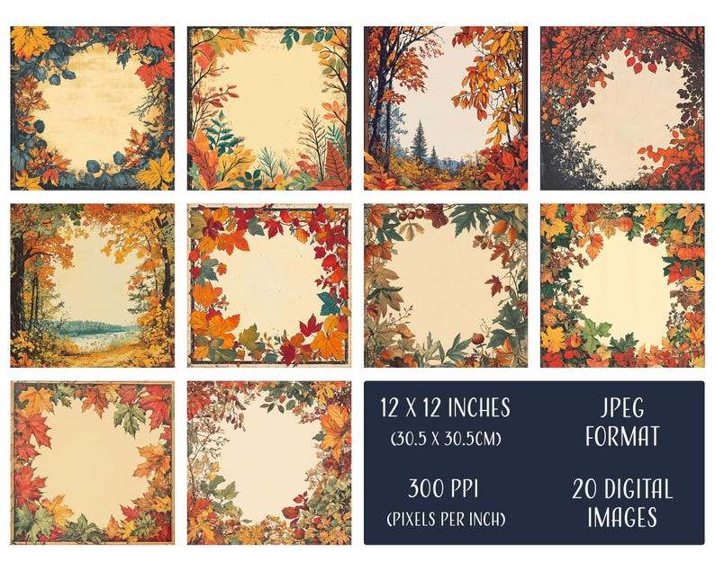Vintage Fall Digital Images, Printable Digital Paper, Instant Download ...