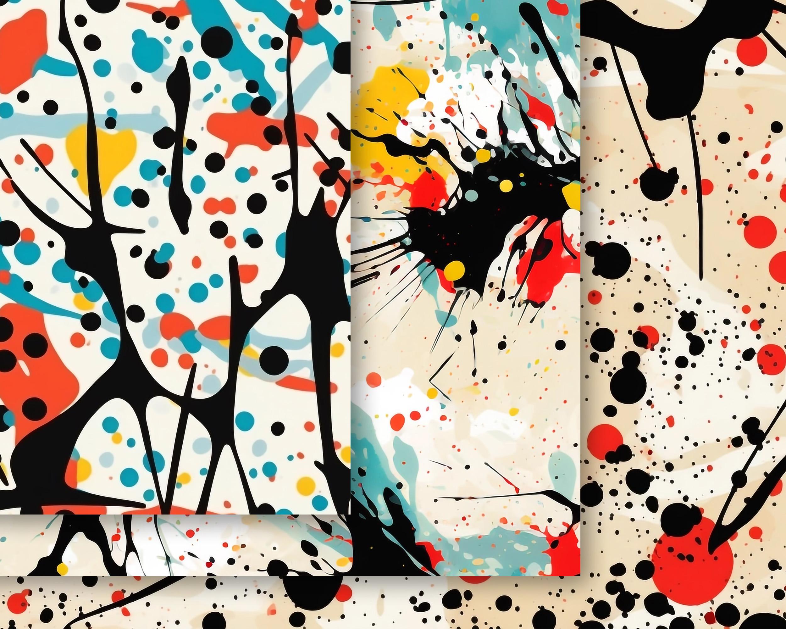 Splatter Art Seamless Patterns, Printable Digital Paper, Instant ...