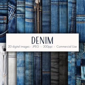 May include: A collection of 20 digital images featuring various denim textures and patterns. The images are high-resolution and perfect for use in digital design projects.