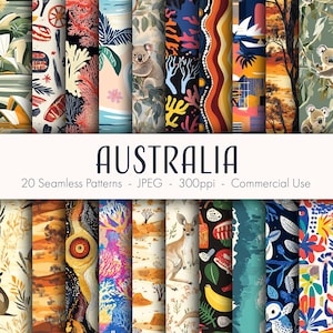 Modèles sans couture d'Australie, papier numérique imprimable, usage commercial, format JPEG, téléchargement immédiat