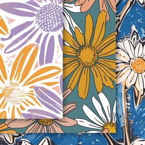 Vintage Daisy Seamless Patterns, Printable Digital Paper, Commercial ...