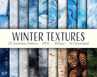 Winter Textures Seamless Patterns, printable digital paper, instant download, commercial use, scrapbook