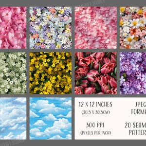 Spring Textures Seamless Patterns, Printable Digital Paper, Commercial ...