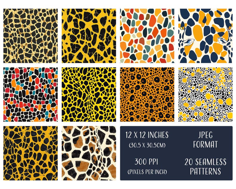 Modern Giraffe Seamless Patterns, Printable Digital Paper, Commercial ...