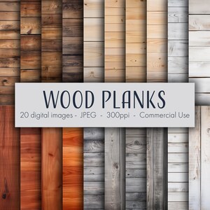 Imágenes digitales de tablones de madera, papel digital imprimible, descarga instantánea, uso comercial, formato JPEG