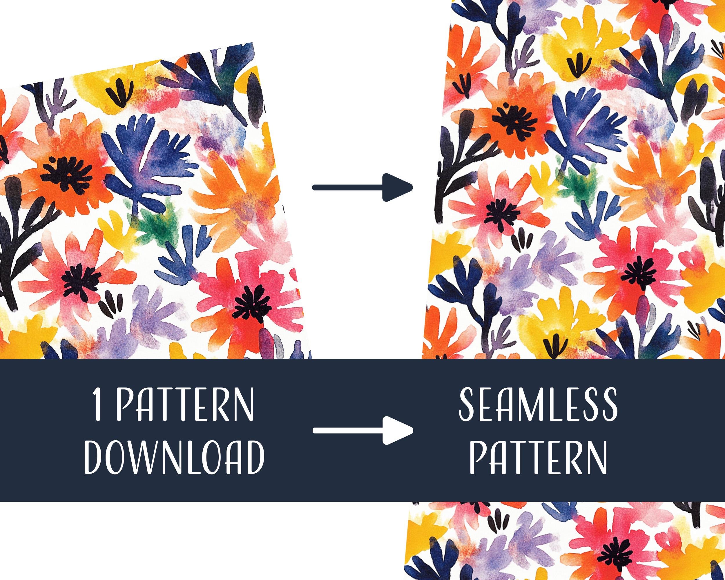 Bold Abstract Floral Seamless Patterns, Printable Digital Paper ...