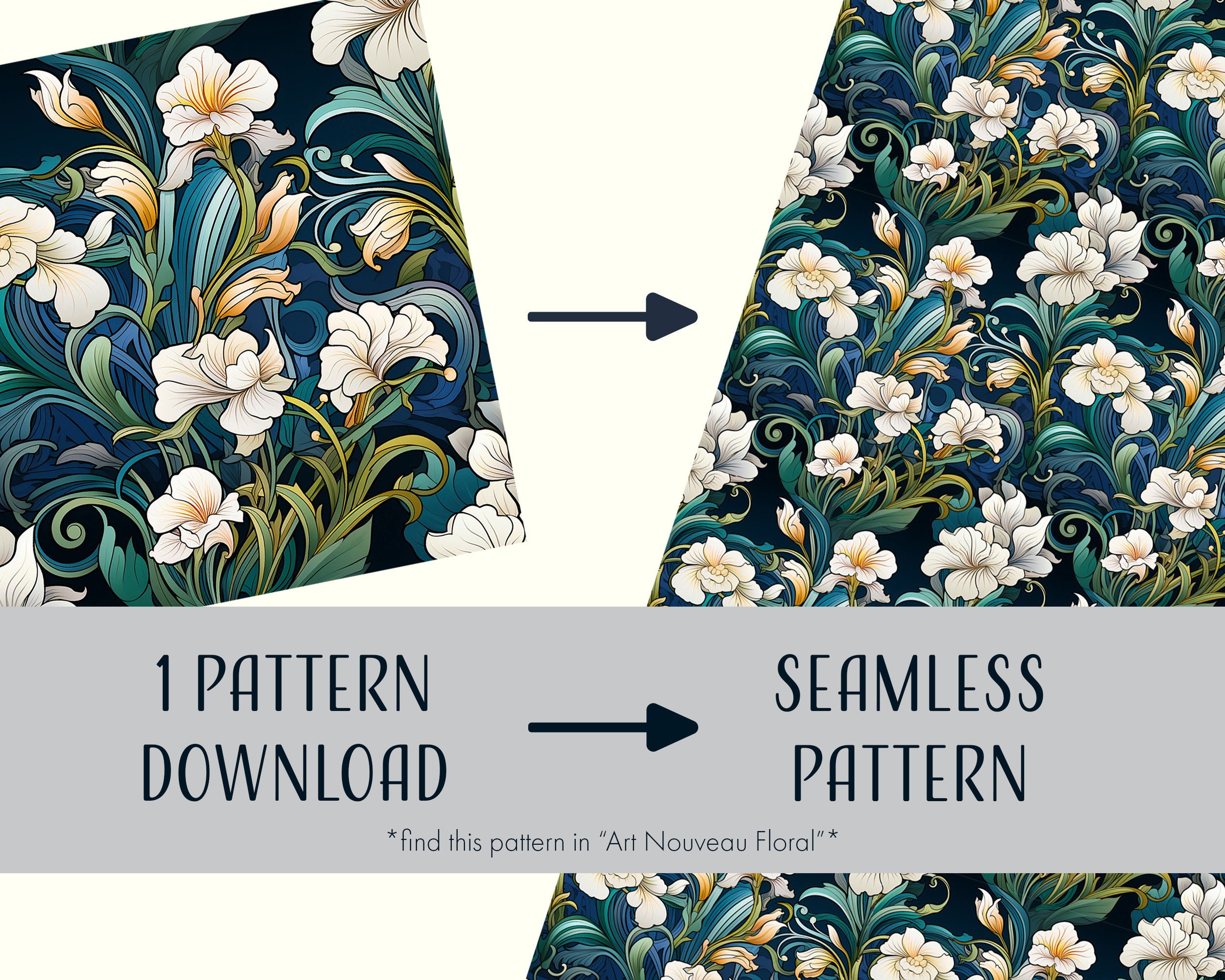 Winter Flowers Seamless Patterns, Printable Digital Paper, Commercial ...