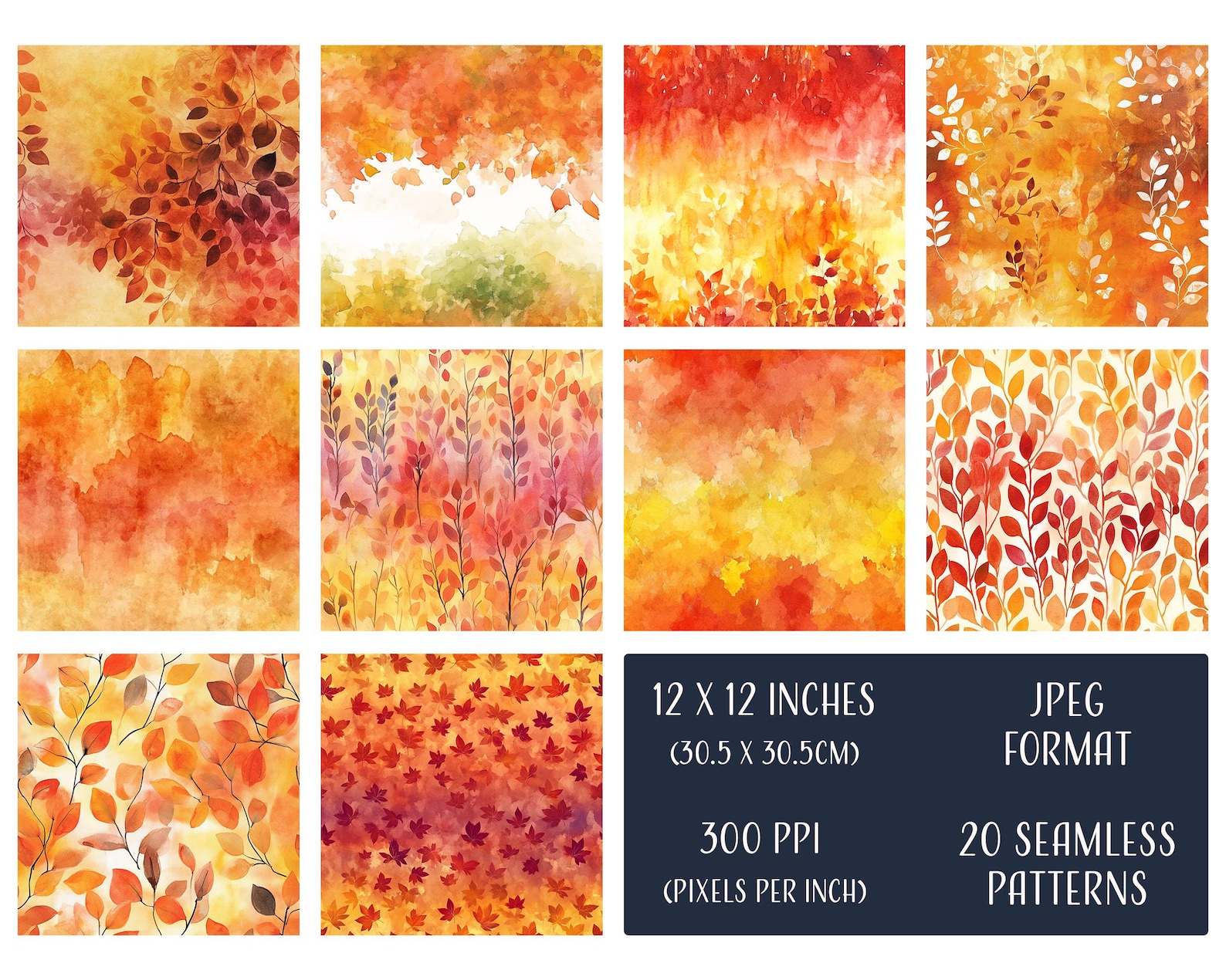 Fall Ombre Seamless Patterns, Printable Digital Paper, Commercial Use ...