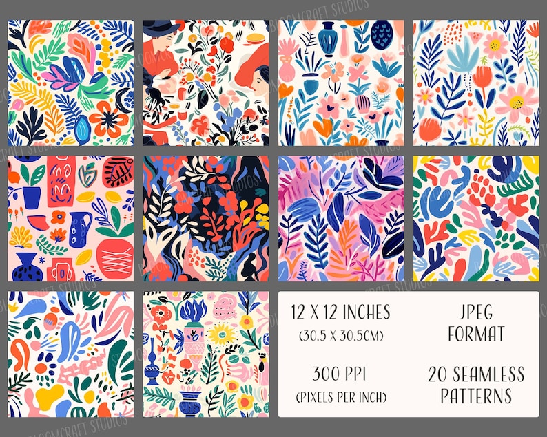 Random Abstract Patterns For Printing Bold Abstract Art Seamless Patterns, Printable Digital Paper, Instant ...