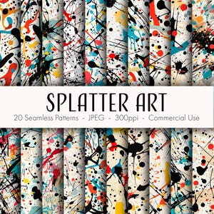 Motivi senza soluzione di continuità Splatter Art, carta digitale stampabile, download immediato, uso commerciale, formato JPEG