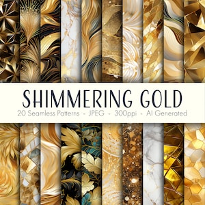 Schimmernde Goldnahtlosemuster, druckbares digitales Papier, sofortiger Download, kommerzielle Nutzung, Scrapbook
