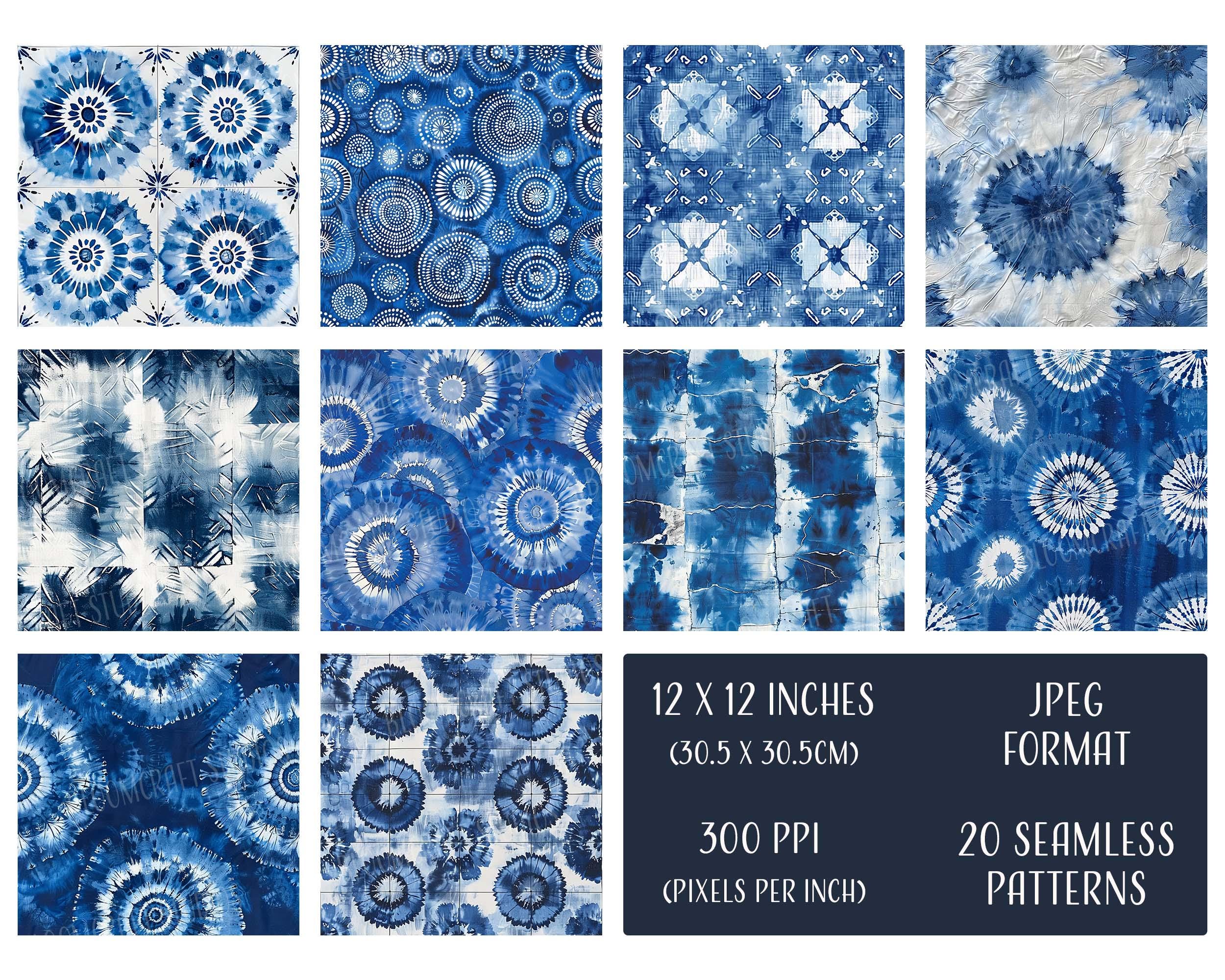 Shibori Seamless Patterns, Printable Digital Paper, Commercial Use ...