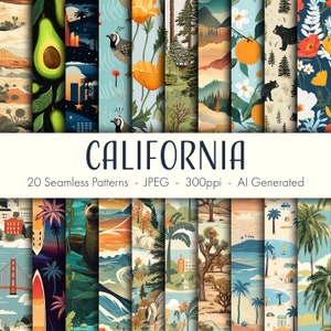 California Patterns, printable digital paper, commercial use, JPEG format, instant download