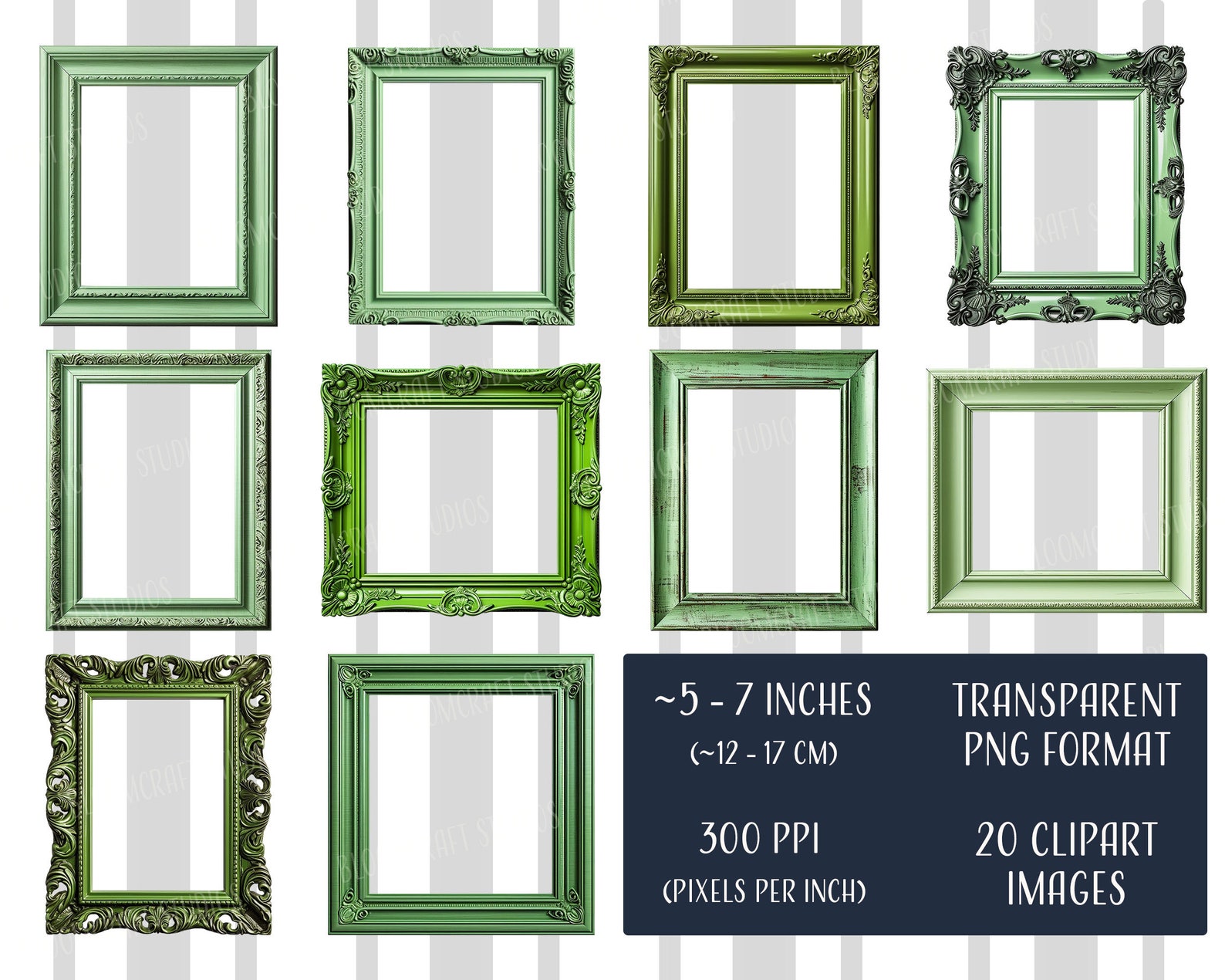 Green Frames Clipart - Printable Images, Transparent Background ...