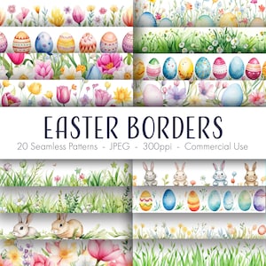 Ostern Seamless Borders, druckbares digitales Papier, kommerzielle Nutzung, JPEG-Format, sofortiger Download