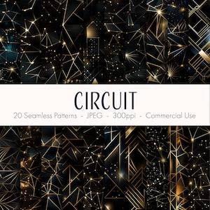 Circuit Seamless Patterns, printable digital paper, instant download, commercial use, JPEG format