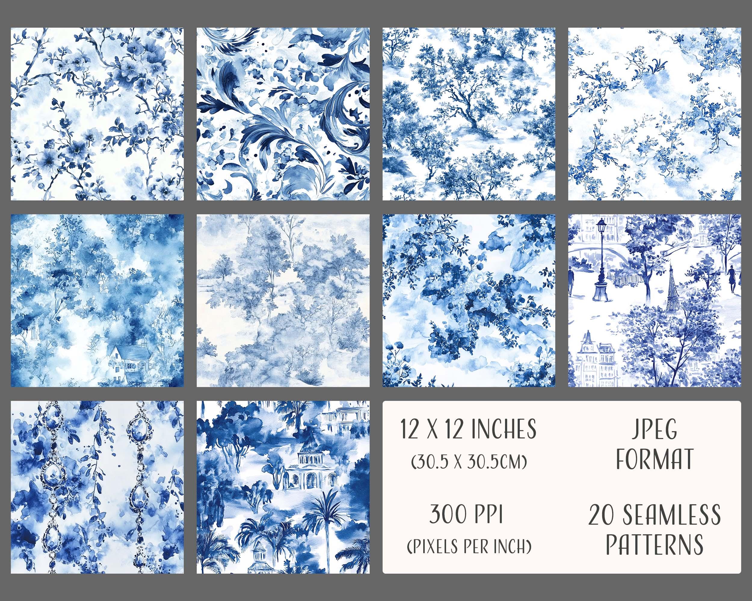 Dish Pattern Toile Toile De Jouy Modern Seamless Patterns, Printable Digital Paper ...