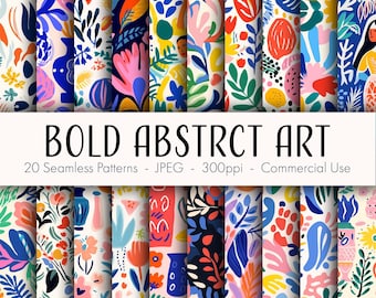 Bold Abstract Art Seamless Patterns, printable digital paper, instant download, commercial use, JPEG format