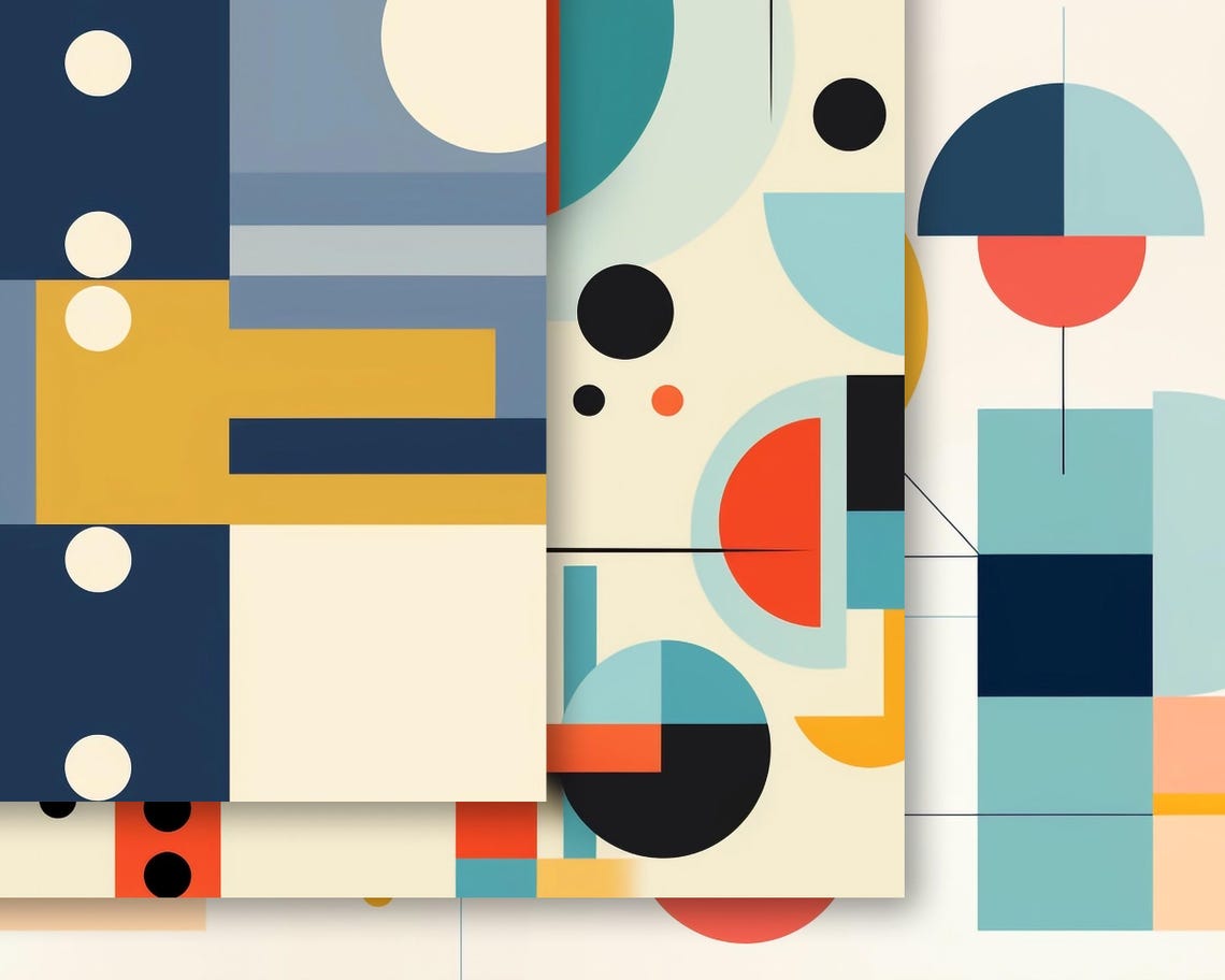 Bauhaus Seamless Patterns, Printable Digital Paper, Instant Download ...