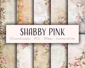 Peut inclure: Un ensemble de 20 papiers numériques de style shabby chic avec des roses roses et un fond vintage et vieilli. Les papiers sont parfaits pour le scrapbooking, la fabrication de cartes et autres projets d'artisanat.