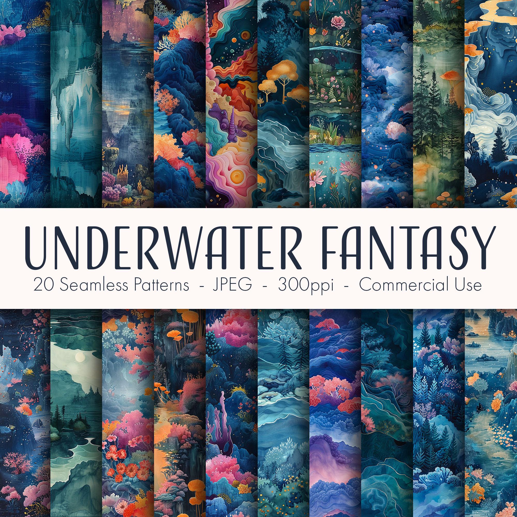 Underwater Fantasy Seamless Patterns, Printable Digital Paper, Commercial  Use, JPEG Format, Instant Download - Etsy, image size:2000x2000